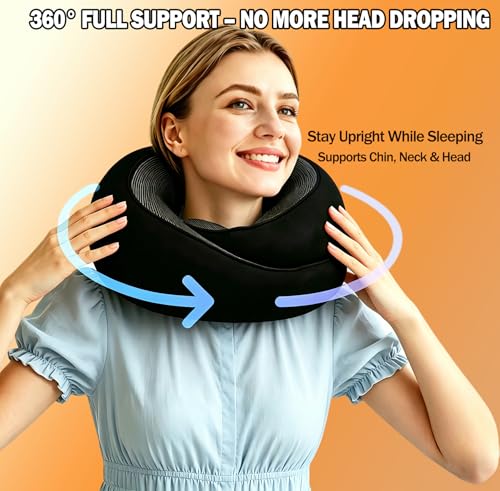 Travel Neck Pillow Memory Foam Airplane Cushion Black 1 Pack - One Size Fits Most