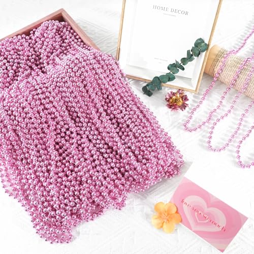 Pink Bead Necklaces - Mardi Gras, Christmas, Valentine's Day Party Favors - Light Pink Variation