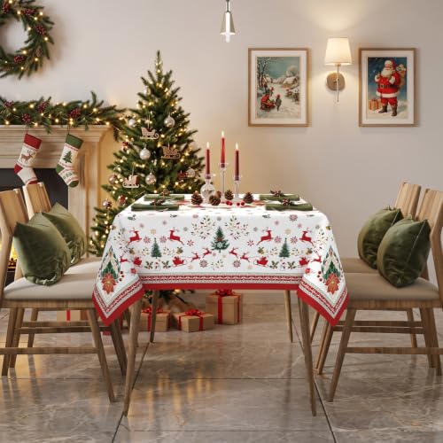 Christmas Elements Square Tablecloth 70x70 Inch Waterproof & Washable