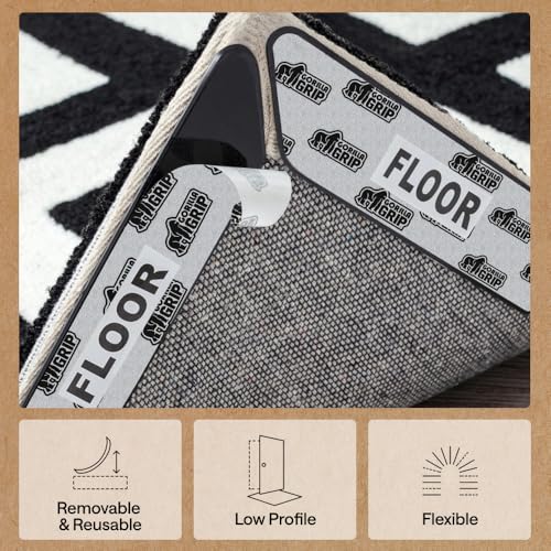GORILLA GRIP Rug Gripper Pads, Reusable Double-Sided Stickers Keep Area Rugs Corners Flat, Grips Hardwood, Tile and Laminate Floors, Renter Friendly, Holds Down Carpet in Place, Home Décor, 8 Pcs