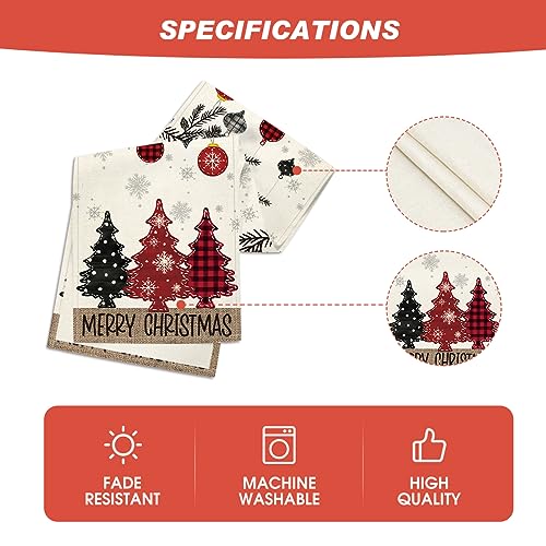 Merry Xmas Pine Tree Table Runner 13x108 Inch Holiday Party Decor - Red