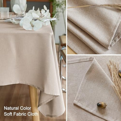 AUSSPVOCT Textured Linen Tablecloth Rectangle 52x70 Waterproof Spill-Proof Wipeable Table Cloth Wrinkle Free Linen Outdoor Table Cover for Birthday Party Farmhouse Tablecloths Up to 54''X36'' Tables