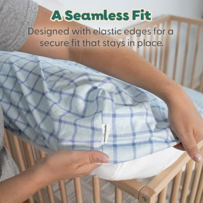 Organic Cotton Baby Crib Sheets 2-Pack - Blue Windowpane & Solid Blue