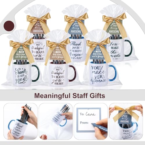 Employee Appreciation Mug Gift Set - 12 Blue Green Brown Classic Styles