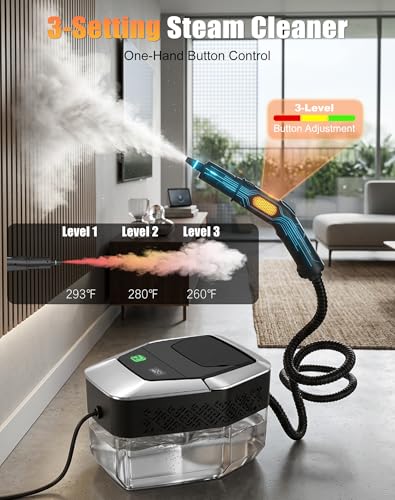 Kofomo Steam Cleaner for Home, 293°F High-Pressure Handheld Steamer with 3-Level Control, Gray, 15s Fast Heat-Up, 1.8L Tank