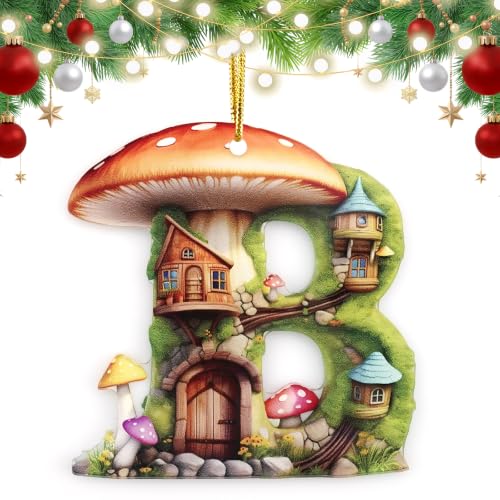Christmas Mushroom Letter Ornaments - Cute Holiday Tree Decor - Variation B