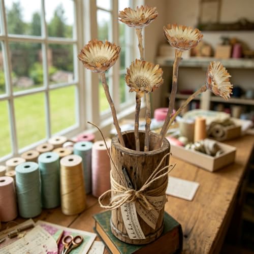 5Pcs Natural Dried Flowers for Vase Decor Rustic Fall Arrangement Sunflowers