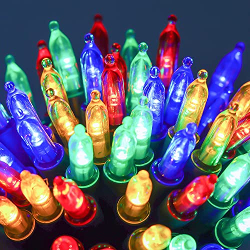 WATERGLIDE 4 Pack 50 LED Outdoor Christmas String Lights - Multicolor, 16ft Battery Operated, 8 Modes & Timer