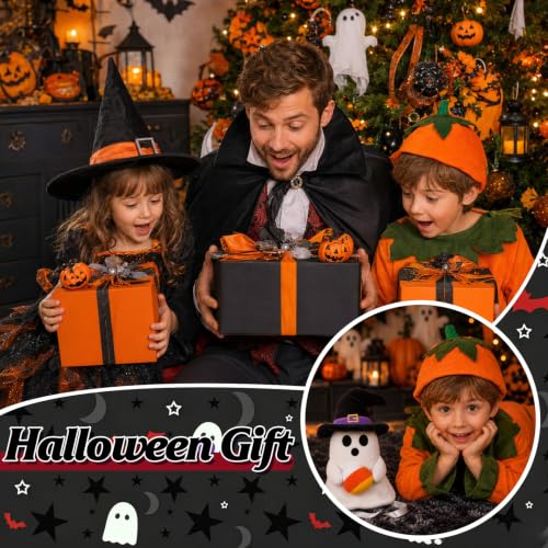 Halloween Ghost Tree Topper with Witch Hat and Candy Corn - 11 Inch Decor