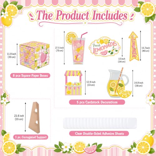 Pink Lemonade Party Decorations Set with Photo Props and Standee