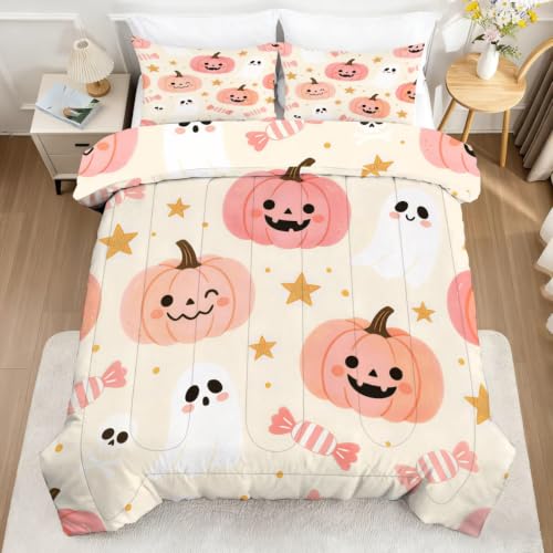 Halloween Comforter Set Twin Size Kawaii Kids Pumpkin Bedding - Variation: Halloween17