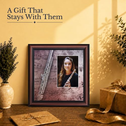 Walnut Flute Marching Band Picture Frame - Music Gift for Flute Players