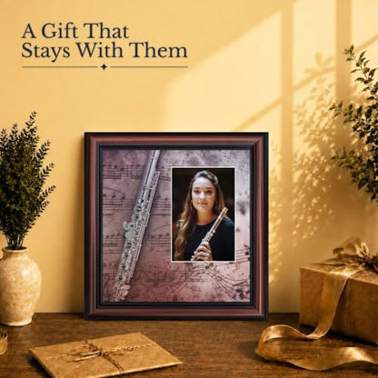 Walnut Flute Marching Band Picture Frame - Music Gift for Flute Players