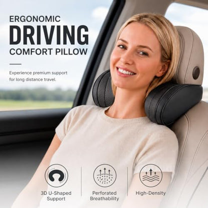 Black Memory Foam Car Headrest Neck Pillow - Universal Support