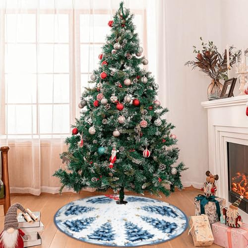Blue Christmas Tree Skirt 48 Inch for Holiday Tree Decorations - Variation: Blue / 48in