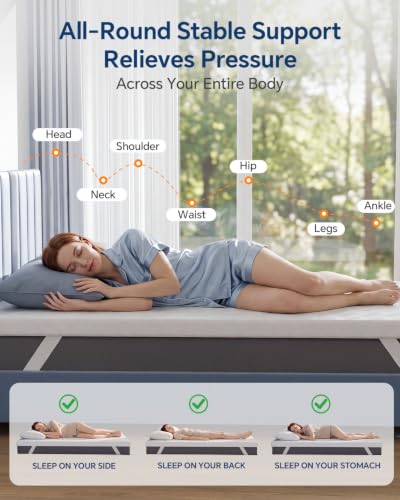 Queen Size Egg Crate Memory Foam Mattress Topper - White, 3 Inches