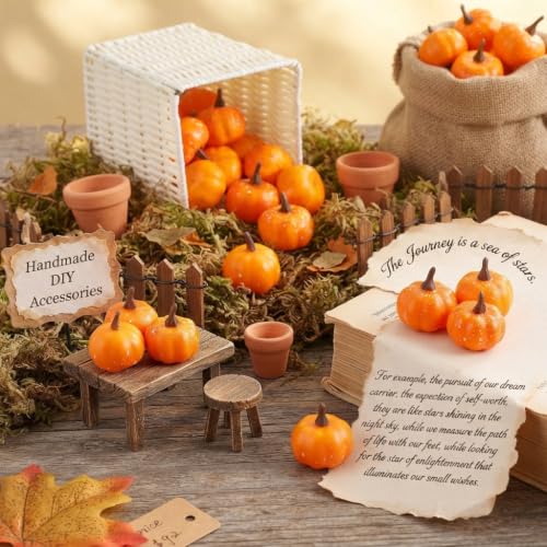Mini Pumpkins Set for Fall Decor - Light & Deep Orange, 30 Pcs