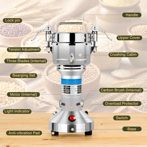 Electric Grain Mill Grinder 150g 850W 28000 RPM for Dry Grains and Spices