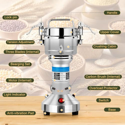 Electric Grain Mill Grinder 150g 850W 28000 RPM for Dry Grains and Spices