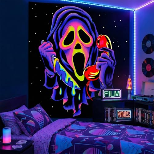 SparkLia Blacklight Horror Skull Tapestry for Bedroom, 40 x 30 Inches - Neon UV Effect