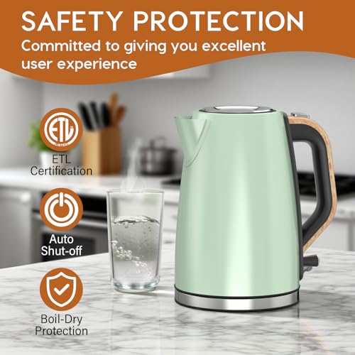 Electric Kettle 1.7L - Stainless Steel, Visual Water Window, 1500W, Auto Shut Off