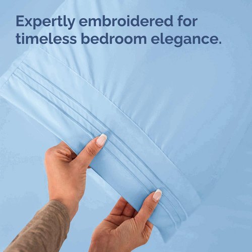 King Pillow Cases Set of 8 - Ultra Soft Hotel Quality Pillowcase Covers - Comfy. Cozy & Wrinkle Free - Shrink, Stain and Fade Resistant - Machine Washable Pillow Protectors - 8 Piece Set - Light Blue