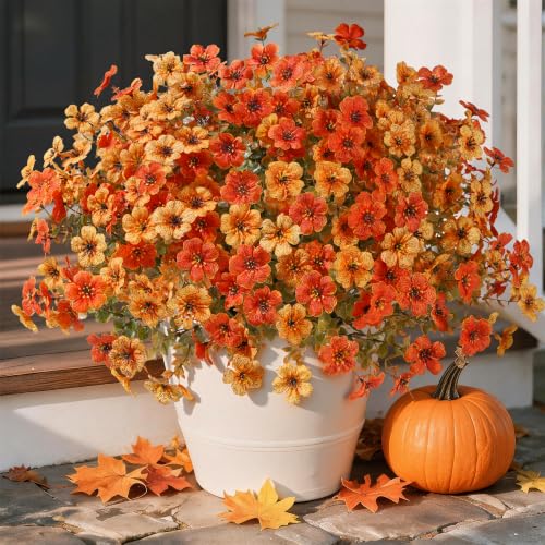 Artificial Fall Mums for Outdoors - UV Resistant 12 Pack
