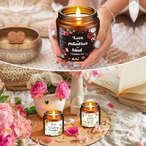 Christian Candle Set with Bible Verses and Cards - Scented Religious Candles Gift Set
