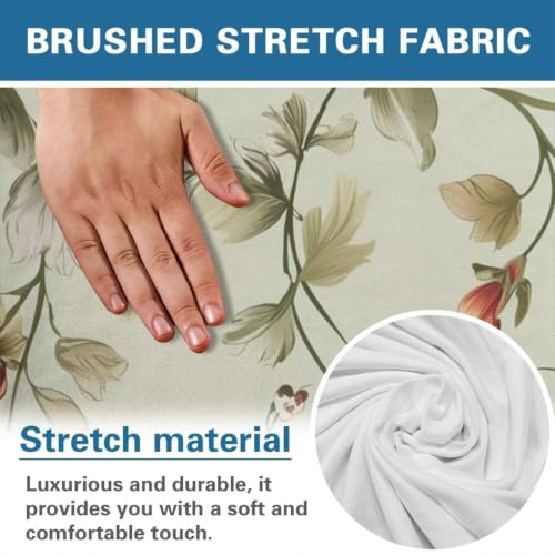 Vintage Floral Recliner Chair Covers 4-Piece Non-Slip Washable Protectors with Side Pockets
