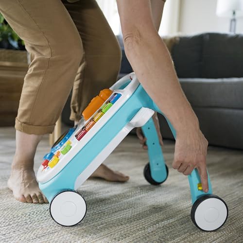 Baby Einstein Musical Mix ‘N Roll 4-in-1 Push Walker, Activity Center, Toddler Table & Floor Toy, 100+ Songs & Phrases, DJ Station with Piano