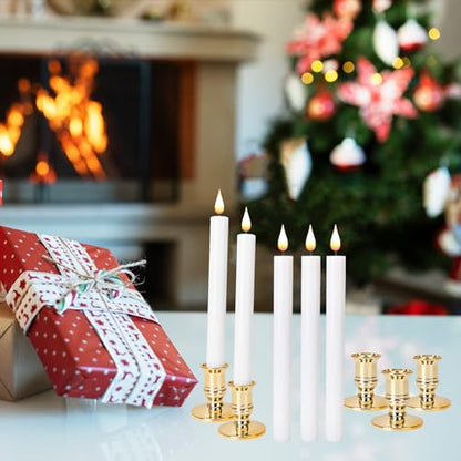 Gold Base LED Flameless Window Candles Set with Remote Timer - 10 pcs