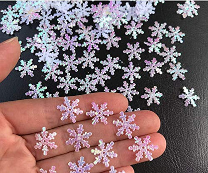 Christmas Snowflake Confetti Set - 800 Pieces Glitter Silver Sequins in 3 Sizes