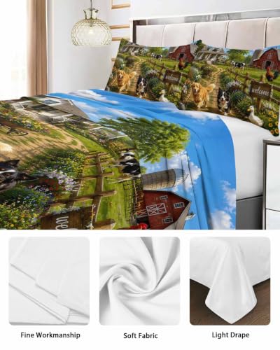 Queen Size Flat Sheet Only - Green Botanical Microfiber Bed Sheets, Easy Care, 90x102 Inches