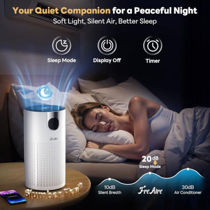 FreAire Air Purifier for Large Rooms Up to 1800 Sq Ft - Silver White