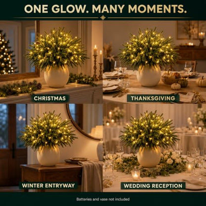 Green Twinkling Enchanted Evergreen Pine Tree with Lights - 5/10 Pack Artificial Branches for Holiday Decor