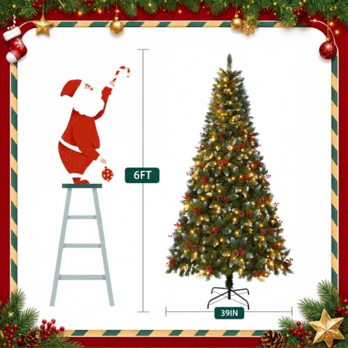 Pre-Lit Pine Cone Christmas Tree 6ft with 300 Multi-Color LEDs - Green / 5ft 11in