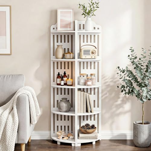 5 Tier Corner Storage Shelf - Waterproof PVC Freestanding Organizer for Bathroom, Kitchen & Living Room