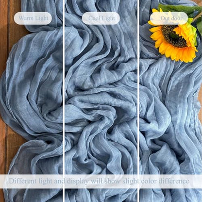 20 Pack Dusty Blue Cheesecloth Table Runner 10Ft - Elegant Gauze Linen for Wedding & Party Decor