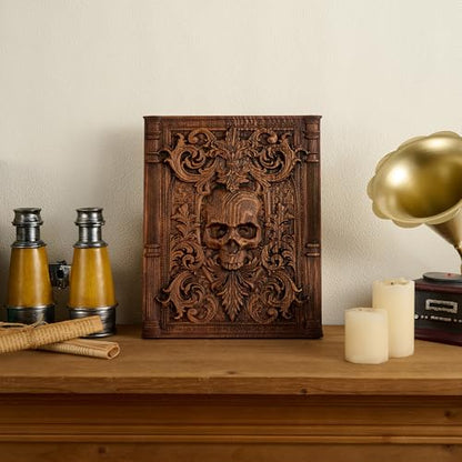 Handmade Wooden Skull Wall Decor for Halloween & Christmas - 11.8"L x 9.4"W