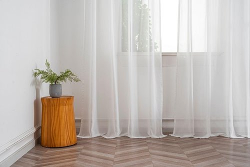 Ivory White Sheer Curtains 92 Inches Long, 2 Panels Set, Light Filtering Rod Pocket Window Drapes, Elegant Semi-Transparent Curtain Panels for Living Room, Bedroom, Each 50" W x 92" L
