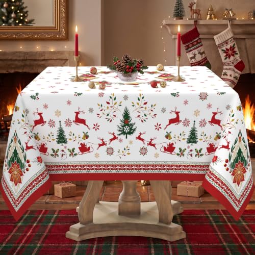 Christmas Elements Square Tablecloth 70x70 Inch Waterproof & Washable