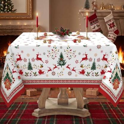 Christmas Elements Square Tablecloth 70x70 Inch Waterproof & Washable