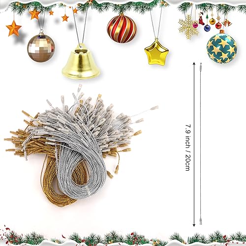 200pcs Christmas Ornament Hanger Strings with Snap Cord for Tree Decorations