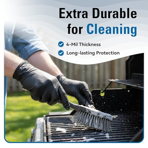 SWIFTLITE Nitrile Gloves Disposable Latex Free, 4 Mil Black Food Grade Powder Free Rubber Gloves for BBQ, Cooking, Cleaning (100, Small)