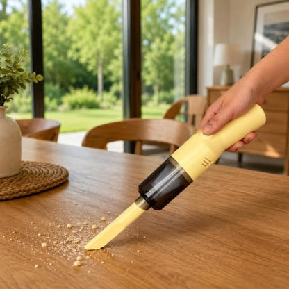 Mini Cordless Handheld Vacuum Cleaner for Car and Sofa - Rechargeable, Yellow