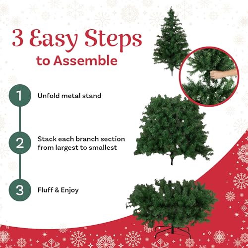 Unlit 7.5ft Artificial Christmas Tree with Stand - Green, Realistic Design