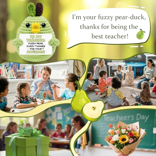 Teacher Appreciation Gifts Crochet Duck Pear Decor - Teacher Variation