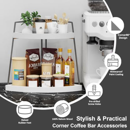 2-Tier Corner Counter Organizer for Coffee Station - Black & White