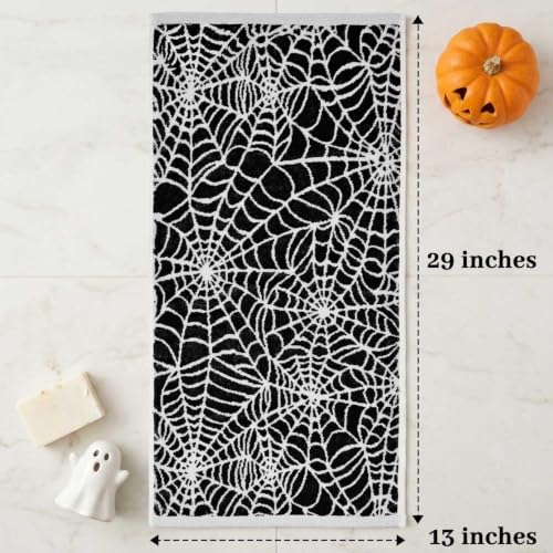 Halloween Spider Web Hand Towels Set of 2 - Black and White Decorative Towels