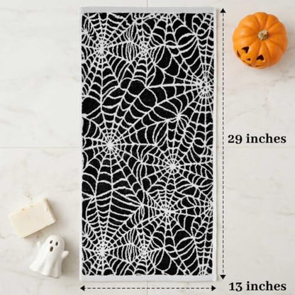 Halloween Spider Web Hand Towels Set of 2 - Black and White Decorative Towels
